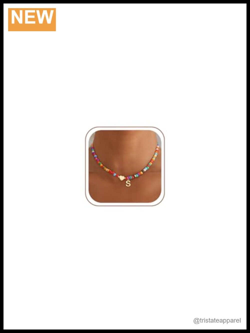 Eaciy Heart Initial Beaded Necklace 18k Gold Plated Adjustable Choker